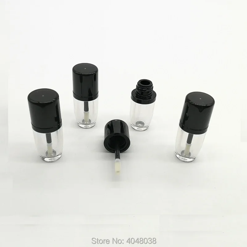 Empty Lip balm Container Mini Sample Cosmetic Lipstick Refillable Bottle Small Plastic Clear Lip Gloss Tube Black Cap Lip (5)