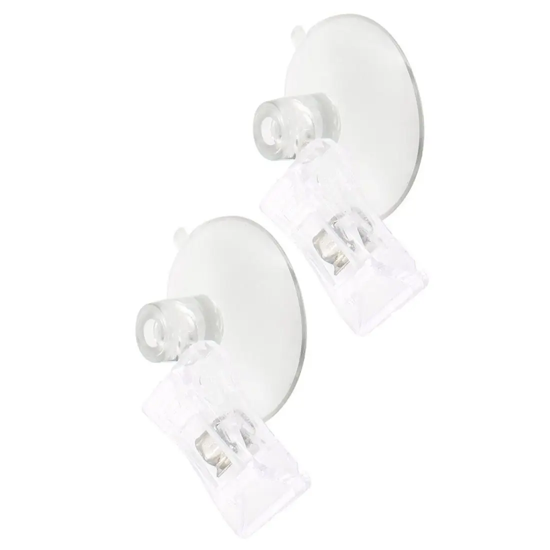 

2 Pcs Plastic Round Suction Cup Clip Advertising Pop Display Holder Stand Clamp White+transparent