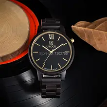 Uwood Luxury Brand Black Sandal Wooden Mens Quartz Watches Fashion Natural Unique Quartz Movement Wood Watch