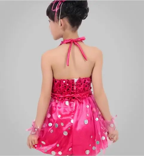 Girls Latin Dance Costumes Children Kids Sequins Fringe Stage Performance Dress Veil Competition Girls Ballroom Dance Costumes