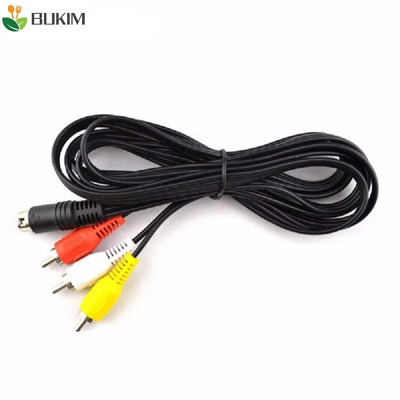 

BUKIM 1.8M 3RCA to 9 pin Nickel Plated Plug Game Retro-bit AV RCA Audio Video Cable For Sega Genesis 2 3 II III Connection Cord