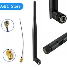 5dBi WiFi 2.4g antenna Aerial RP-SMA Male Wireless Router +21cm PCI U.FL IPX to RP SMA Male Pigtail Cable 50pcs/lot