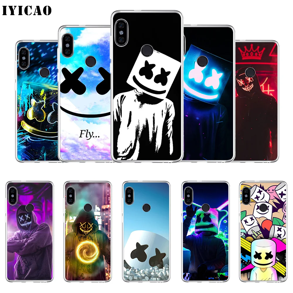 

IYICAO Marshmello DJ Soft Silicone Phone Case for Xiaomi Redmi 4A 5A 6A Note 7 6 5 Pro Plus Redmi 4X 5A Prime Cover