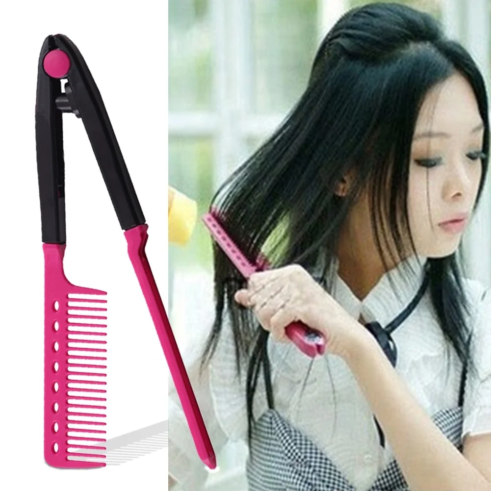 

HOT DIY Salon Hair Combs V Type Hair Straightener Comb PRO Haircut Hairdressing Styling Tool Barber Anti-static Combs Brush