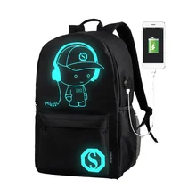 Студенческий рюкзак, спортивная сумка, светящаяся анимация для подростка, Usb зарядка, компьютер, Противоугонный рюкзак для ноутбука, уличный рюкзак