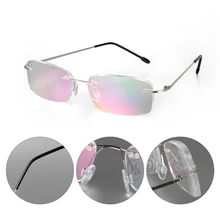 Очки для чтения, очки с эффектом памяти, титановый ультра-светильник, без оправы, квадратные очки, очки для здоровья, Чехол для очков унисекс