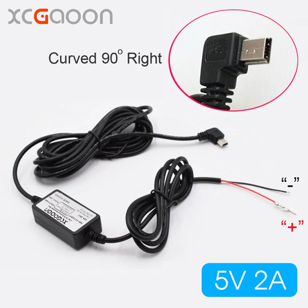 XCGaoon Car Charger DC Converter Module 12V 24V To 5V 2A with mini USB Cable (Curved Right) Low Voltage Protection Length 3.5m-in GPS Accessories from ...