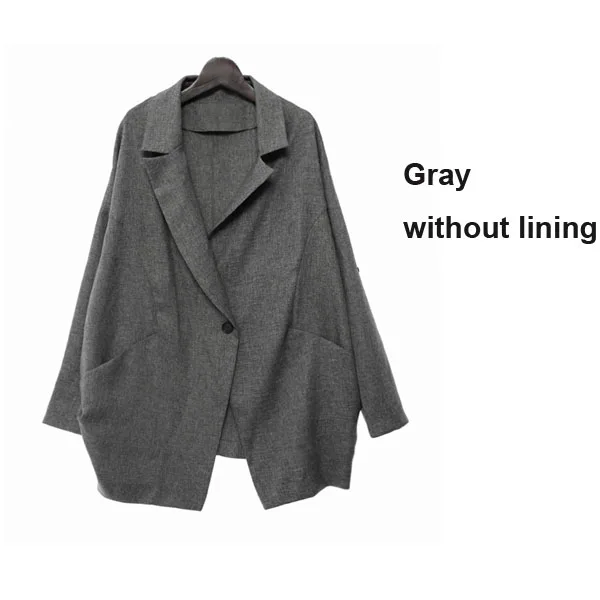 Осень-зима новые модные женские туфли с длинным рукавом пальто свободного кроя Длинные пиджаки куртка S-XL - Цвет: Gray without lining