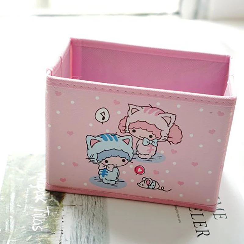 Foldable Cartoon Cosmetic Storage Box Bedroom Jewelry Makeup Key Office Articles Organizer Dormitory Sundries Container