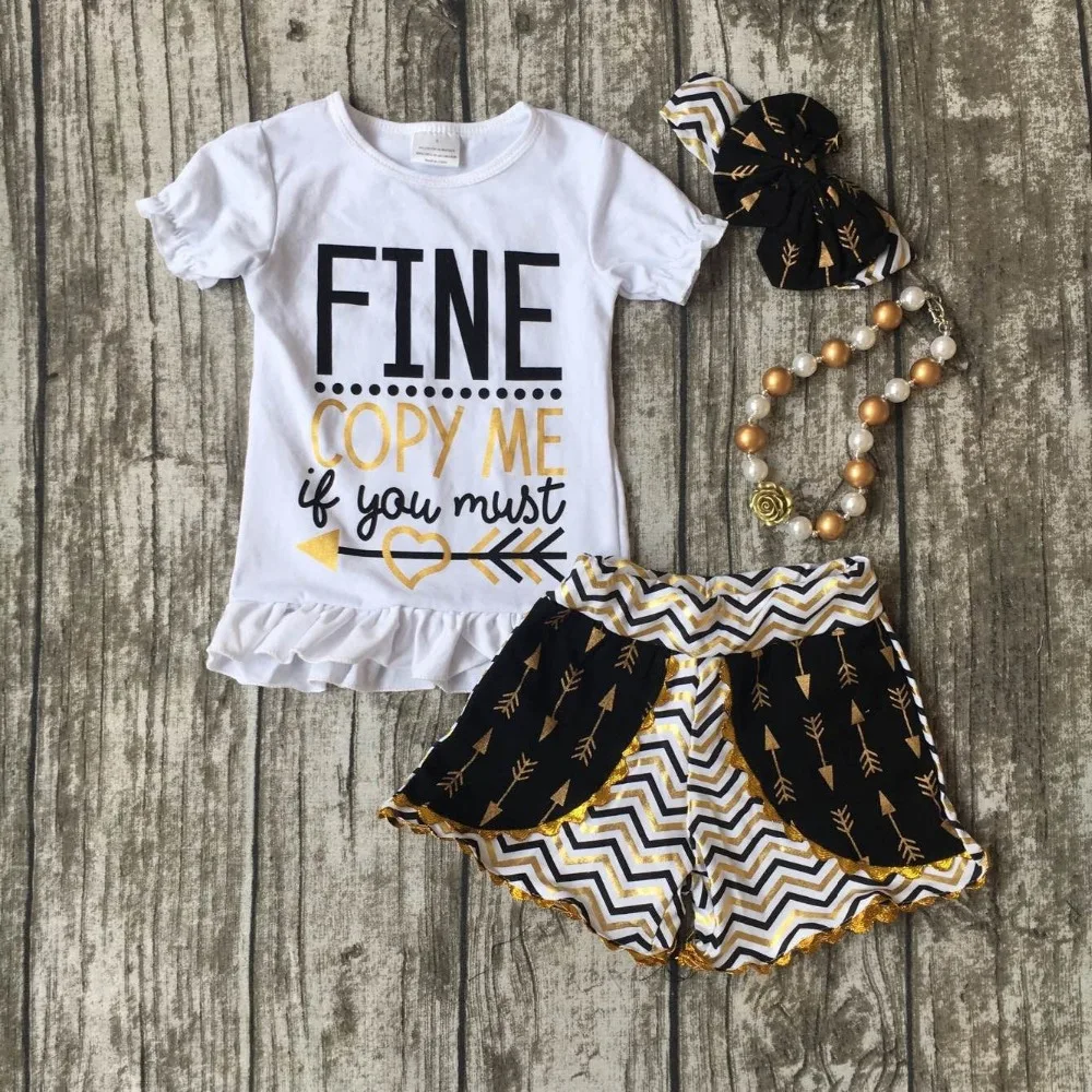 summer spring clothing baby girls Fine copy me clothing children boutique summer ooutfits with accessories