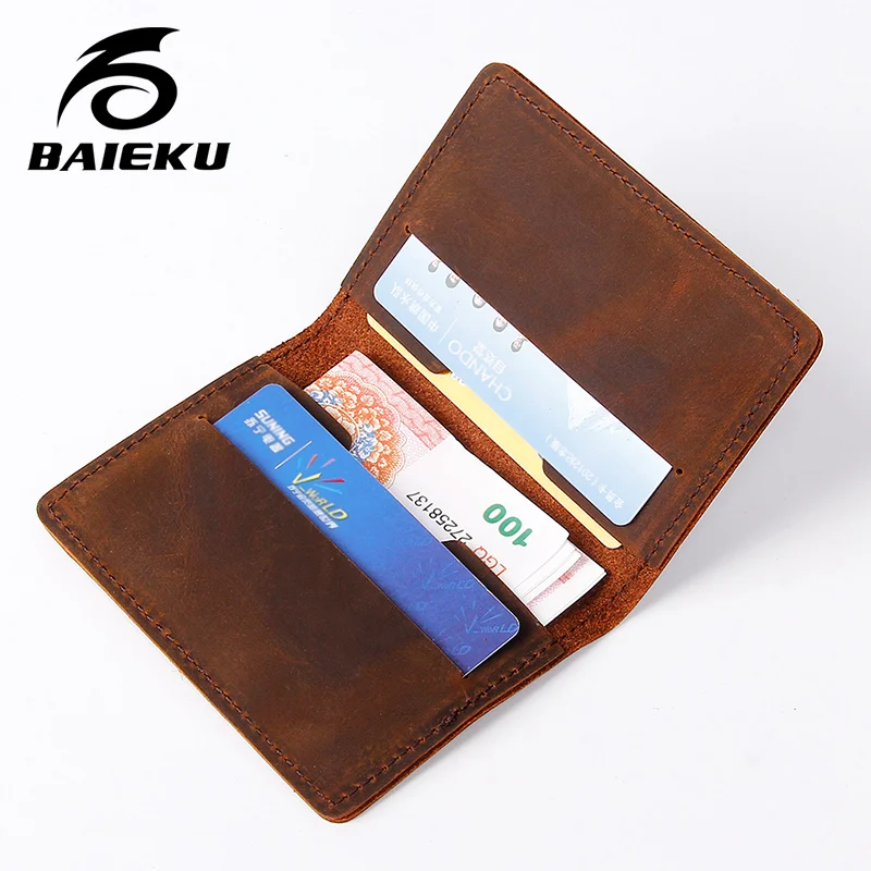 

BAIEKU Men's Real Leather Card Pack 2018 high quality retro change card packages Credit