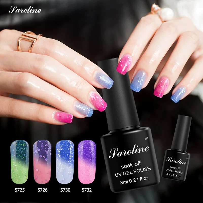 

Saroline Lucky Thermo Gel Varnish Art Led Lamp Nail Polish 8ML Semi Permanent Temperature Change Color UV Gel Nail Polish