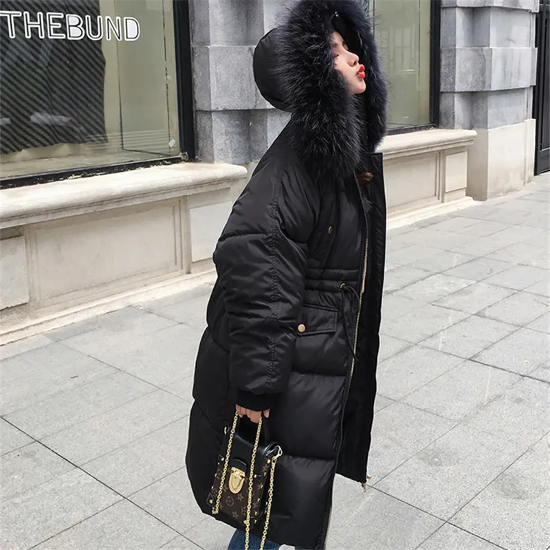 Women Winter Bread Service Down Cotton Long Jacket Fur Collar Hooded 2018 Korean Trend Thickening Warm Female Clothes | Женская одежда