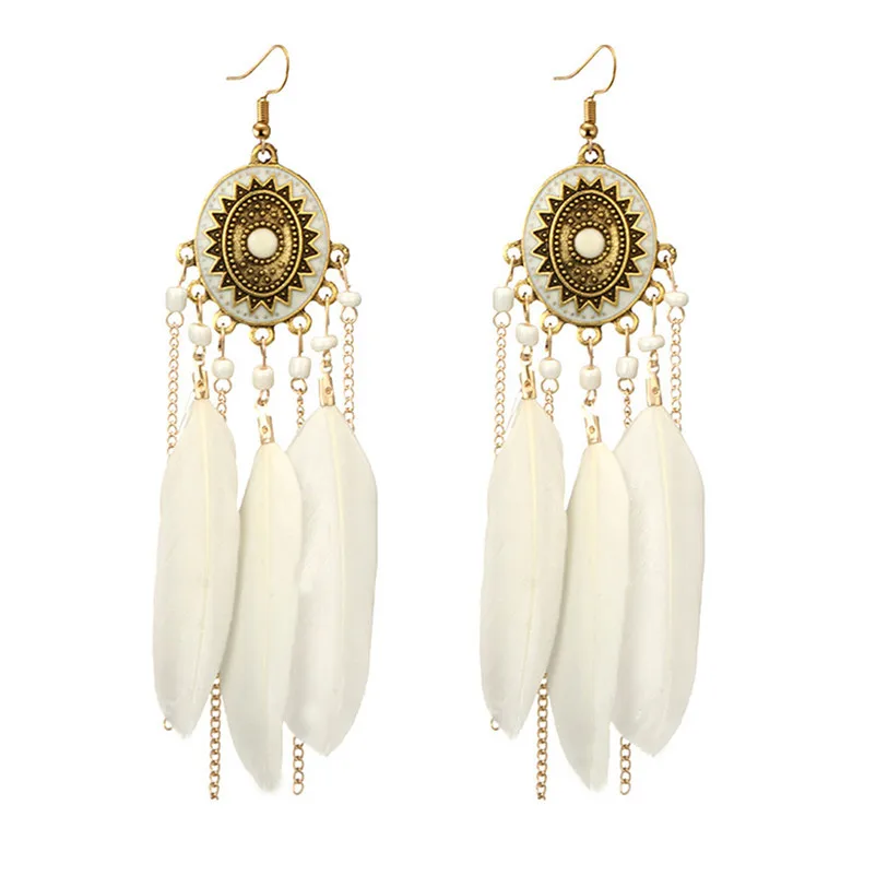 2018 Trendry Earrings for Women Vintage Women Bohemian Fashion Weave Tassel Earrings Long Drop Earrings Jewelry Brincos J05#N (1)