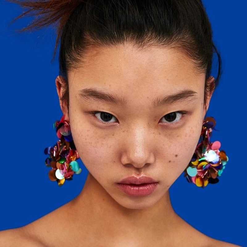 

AOTEMAN 2019 New arrival Bohemia style Charm Colorful Plastic Sequins Ethnic Fringing Drop Dangle Earrings