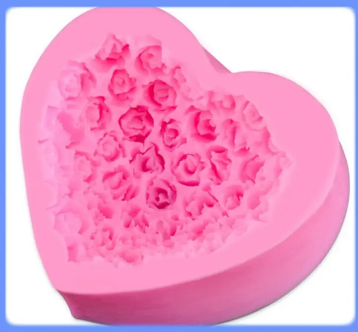 DIY Rose heart chocolate soap silicone mold DIY cake silica gel mold