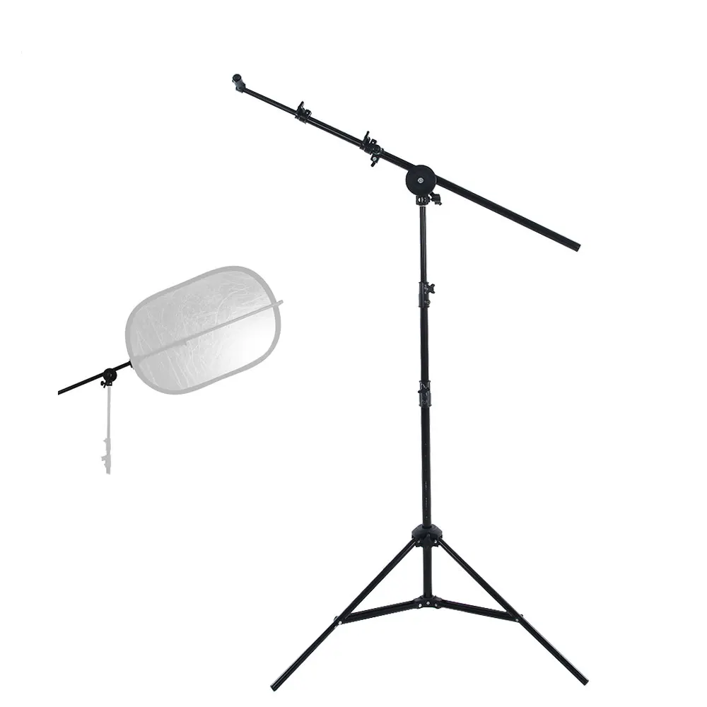 

280cm Light Stand Studio Photo Holder Bracket Swivel Head Reflector Disc Arm Support 26"-67"