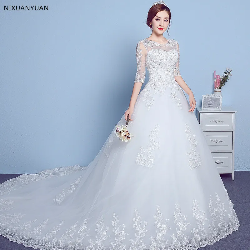 NIXUANYUAN с длинным рукавом Vestido De Noiva кружево платья свадебные на заказ плюс размеры Свадебные тюль Mariage