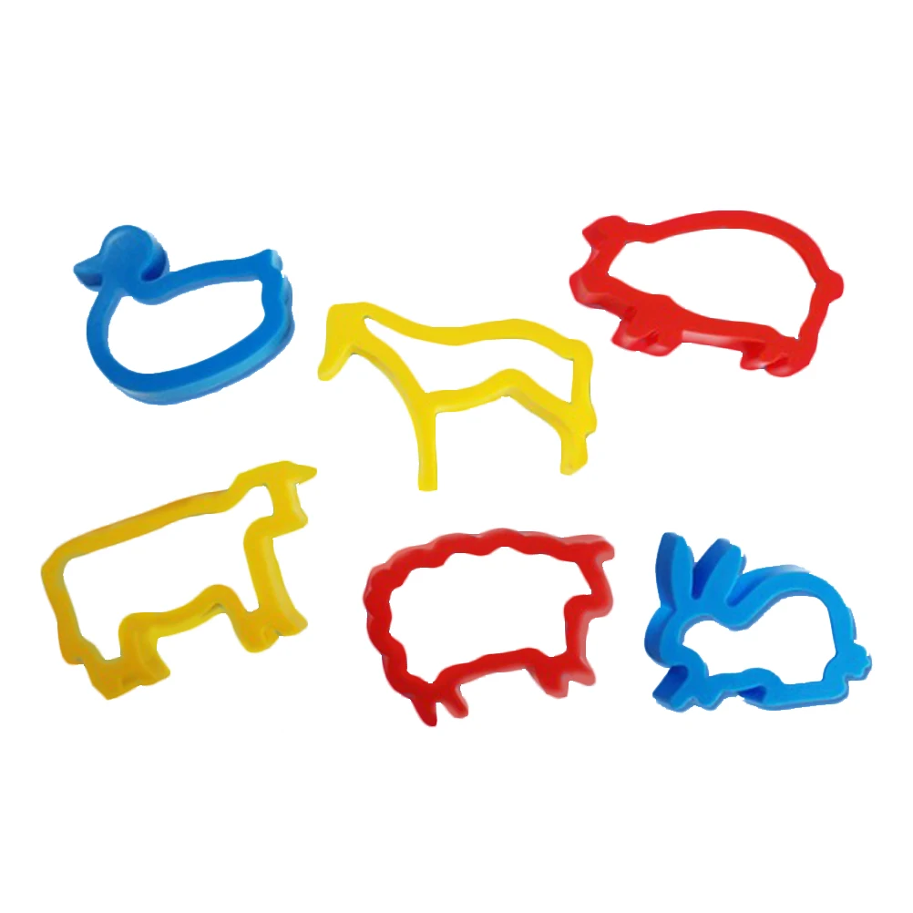 

6pcs Farm Animal Cookie Cutter Set Plastic Cookies Modelling Kit Educational Toys for Kids