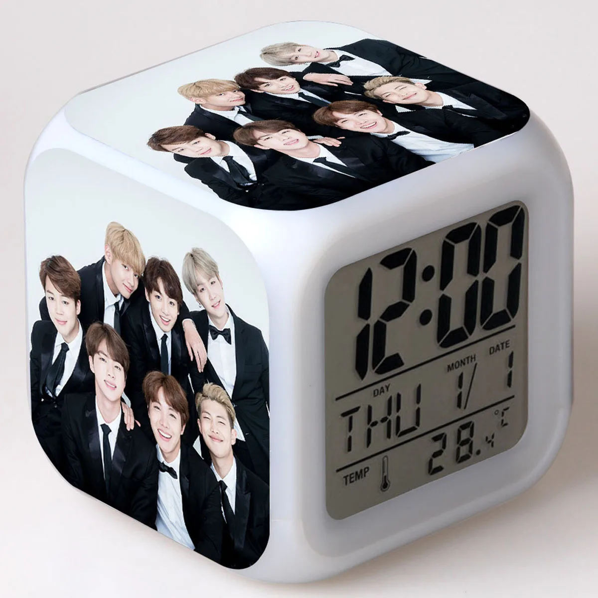 

Bangtan Boys Figure LED Alarm Clock Colorful Flash Touch Light Kpop BTS Bangtan Figurines Toys For Children Girl Birthday Gifts