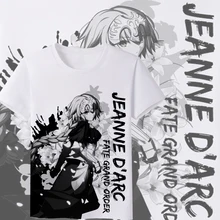 Серия Fate, футболка унисекс с аниме Жанна д 'Арк, летняя футболка из молочного шелка, повседневные футболки с коротким рукавом, топы белого цвета