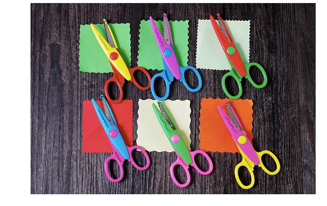 1pcs Colorful Laciness Scissors Metal And Plastic Diy Scrapbooking Photo  Colors Scissors Paper Diary Decoration With 6 Patterns - AliExpress