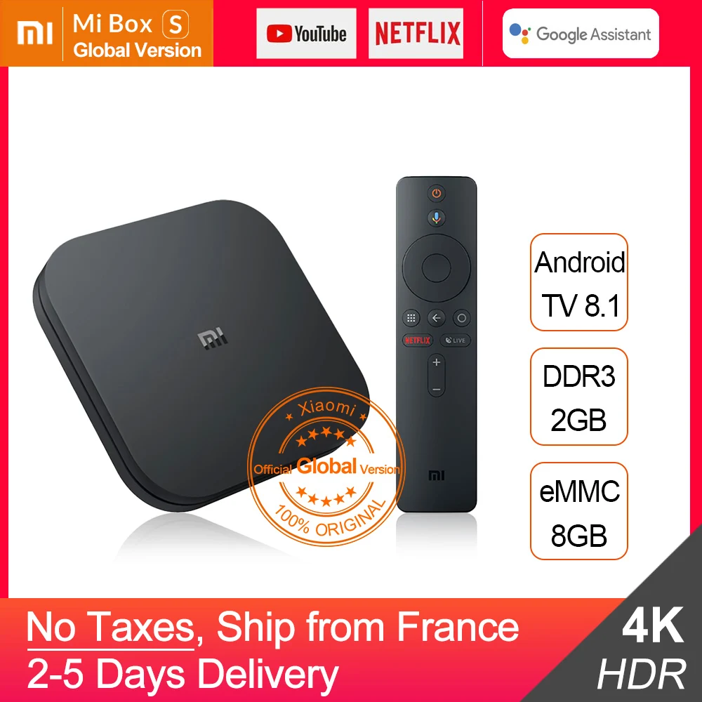 

Global Version Xiaomi Tv Box Mi Box S Android TV 8.1 Box Google Cast Netflix 2G 8G BT4.2 HDMI2.0 Media Player Xiaomi Mi BOX 4
