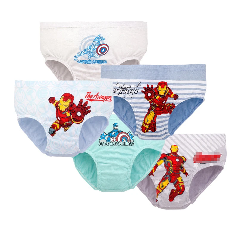 

5 piece kids cotton panties Spiderman action figure cartoon printed child boys panties boxers briefs underwear set 3-12T