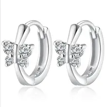 Модные роскошные серебряные серьги-гвоздики с кристаллами CZ и бабочкой, дизайнерские серьги для женщин и девушек, ювелирные изделия,, 925 подарок