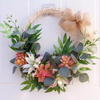 

Wedding Decoration Hanging Succulent Artificial Flower Wreath for Home Garden Window Walls Front Door Hanging Flower Garland