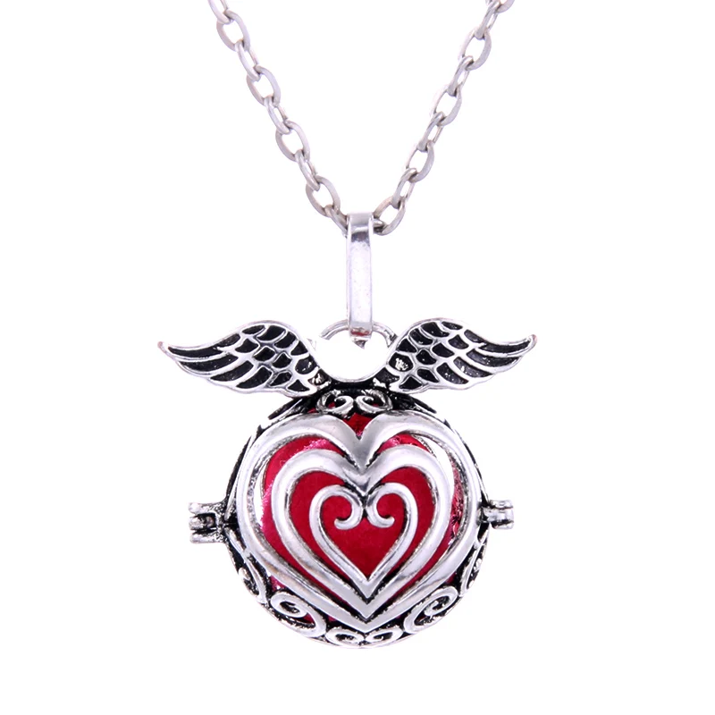 

Angel wings love heart Aromatherapy Cage Openable Adjustable Pendant Essential Oil Aroma Diffuser Aromatherapy Cage Necklace