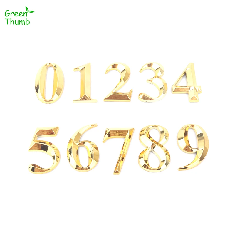 

1pc 5cm Number Plate 0,1,2,3,4,5,6,7,8,9 Modern Golden Plaque Number Apartment/Hotel/Car DIY Logo Sticker Plate
