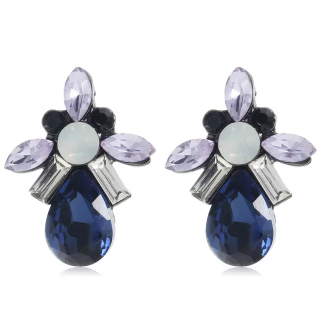 Yayi Blue Purple White Gl Black Rhinestone Dangle Earring Women S Yayi Blue Purple White Gl Black Rhinestone Dangle Earring Women S Fashion Gun Gem Earrings For