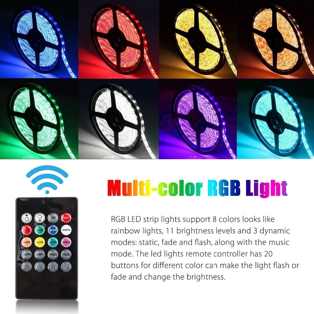 WiFi музыкальный 44key светодиодный светильник 5 м 10 м 15 м SMD 2835 RGB лента 12 В гибкий веревочный светильник+ 12 В 2A 3A 5A адаптер питания для дома