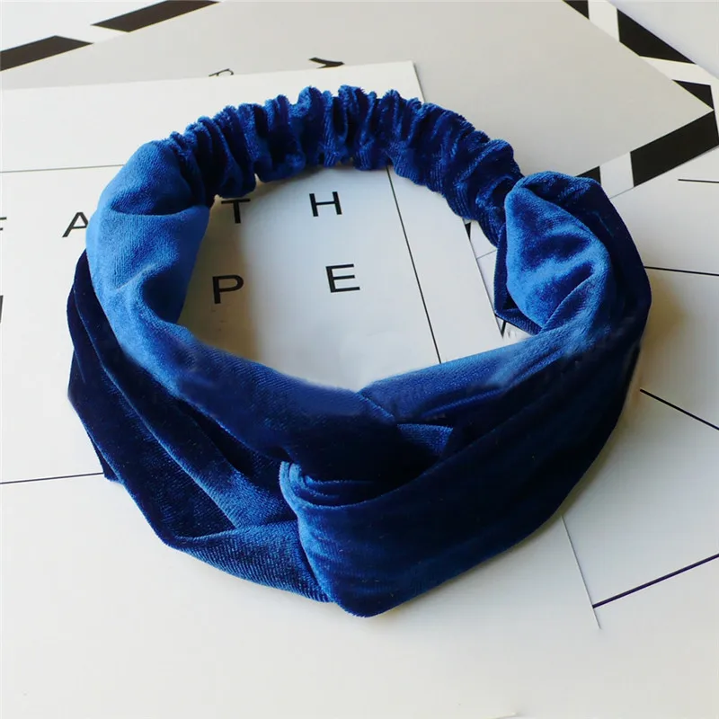 1PC Velvet Knot Headband Noble Scrunchy Twist Hair Band Turban Hairdband Bandage On Head For Women - Color: G