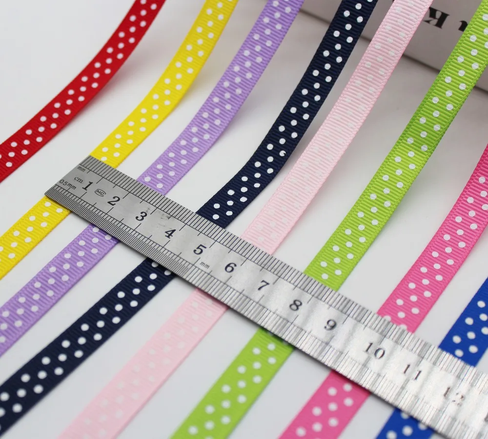 Ribbon Decoration Ribbon Supplies Grosgrain Ribbon Sewing Ribbon 3/8 inch 30colors Polka Dots Printed Grosgrain Ribbons