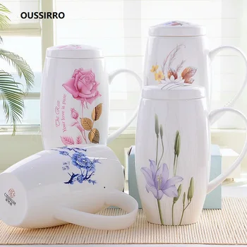 

720ML Classic Ceramic Creative Couple Cup Drink Cup Marbled Coffee Milk Mug European Style Water Bottle Tea Cup with Handle