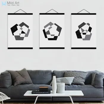 

Modern Abstract Black White Geometric Shape Wooden Framed Canvas Painting Nordic Home Decor Wall Art Print Picture Poster Scroll