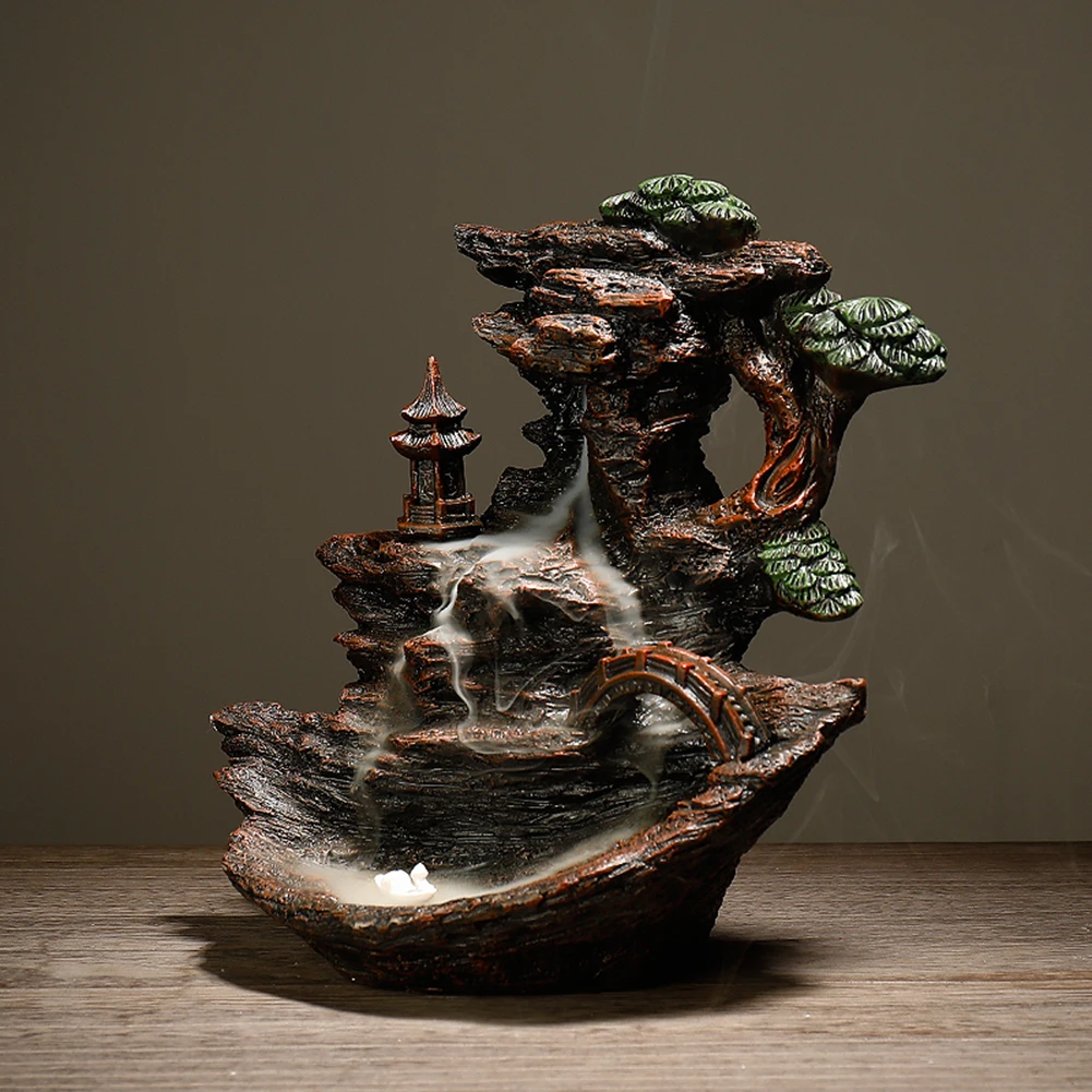 Kaufen Harz Berg Form Rauch Wasserfall Rückfluss Weihrauch Brenner Räuchergefäß Halter Decor Aromaofen Aromatischen Büro Hause Handwerk