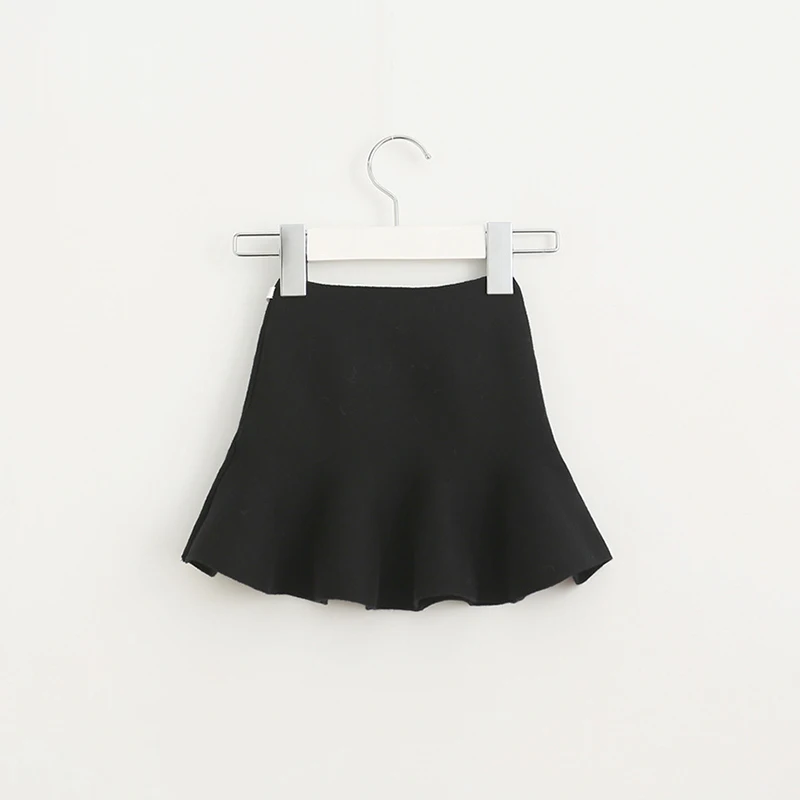 Очаровательная плиссированная юбка-пачка; детская зимняя одежда; теплая удобная вязаная юбка на подкладке; Одежда для маленьких девочек 2-6 лет - Цвет: black