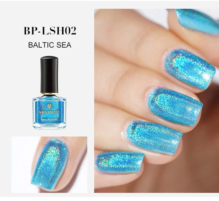 BORN PRETTY 6ml Iridescent Shiny Holographic Nail Polish Wonderworld Glitter Series Sequins Nail Art Lacquer Manicure Tools