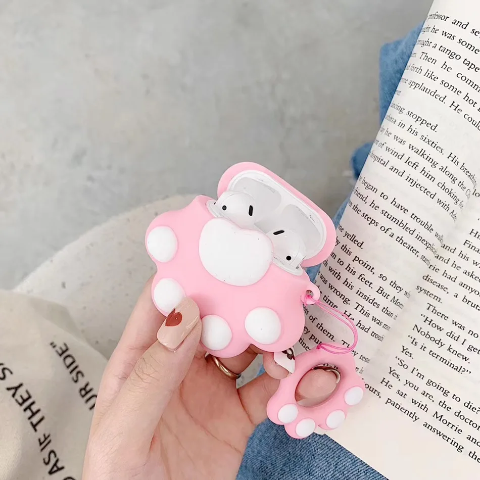 For AirPods 1/2 Case Cute Cartoon Squirrel Earphone Cases For Apple Airpods 2 Kawaii Soft Protect Cover with Finger Ring Strap