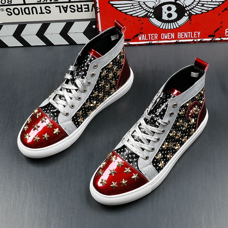 Мужская брендовая Дизайнерская обувь с заклепками и американским флагом