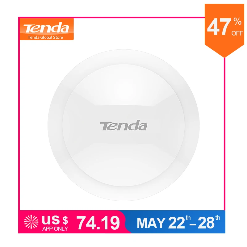 

Tenda i22 Indoor Ceiling 1200Mbps 11ac 2.4G/5GHz Wireless WiFi AP Access Point WiFi Repeater Extender Router with PoE Adapter