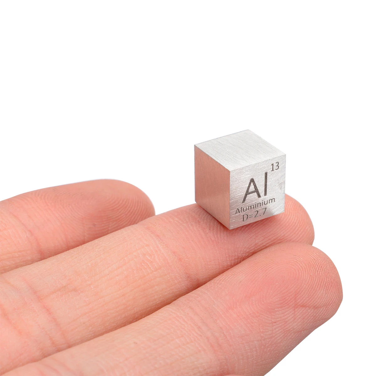 New 1Pcs 99.99% High Purity Aluminum Alloy 10mm Length Cube Carved Element Periodic Table