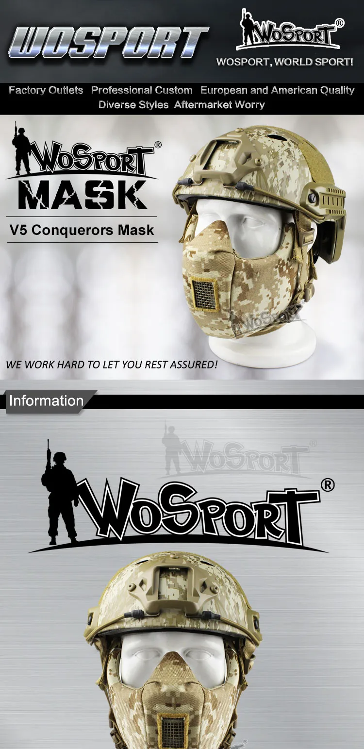 WoSporT Sinairsoft военный тактический V5 модульный 1000D Cordura защиты рта половина уход за кожей лица маска для охота на Wargame Airsoft Пейнтбол