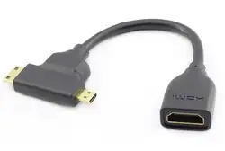 2 в 1 Micro HDMI + кабель HDMI-Male к HDMI типа «Мама»; M/F Кабель-адаптер для камеры DV Камера MP4 планшет Экранирование HD 1080 P 15 см