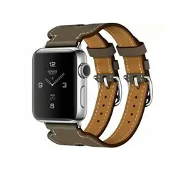 Кожаный ремешок для мм Apple Watch группа 42 мм двойной пряжкой браслет манжета часы Hermes и пояса из натуральной кожи