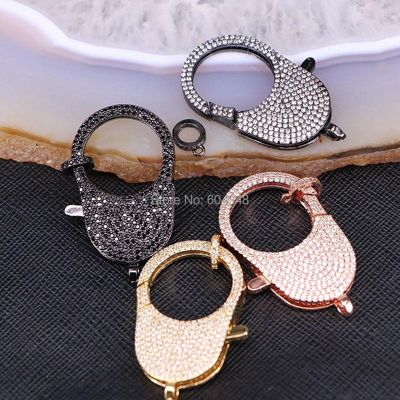 

5PCS ZYZ180-9366 Zircon Pave Clasp in 23 * 41mm, Micro Pave CZ Lobster Clasp DIY Jewelry Findings