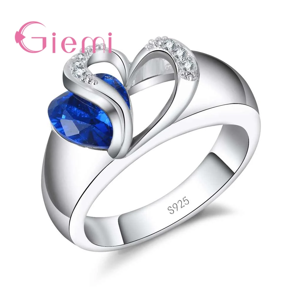 

Fashion Popular 3D Hollow Design Jewelry Rings 925 Silver Accessories Sweet Heart Shape Gifts For Love Girlfriend